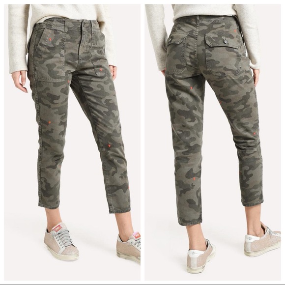 NEW Sundry Embroidered Hearts Camo Utility Pants - Picture 1 of 9